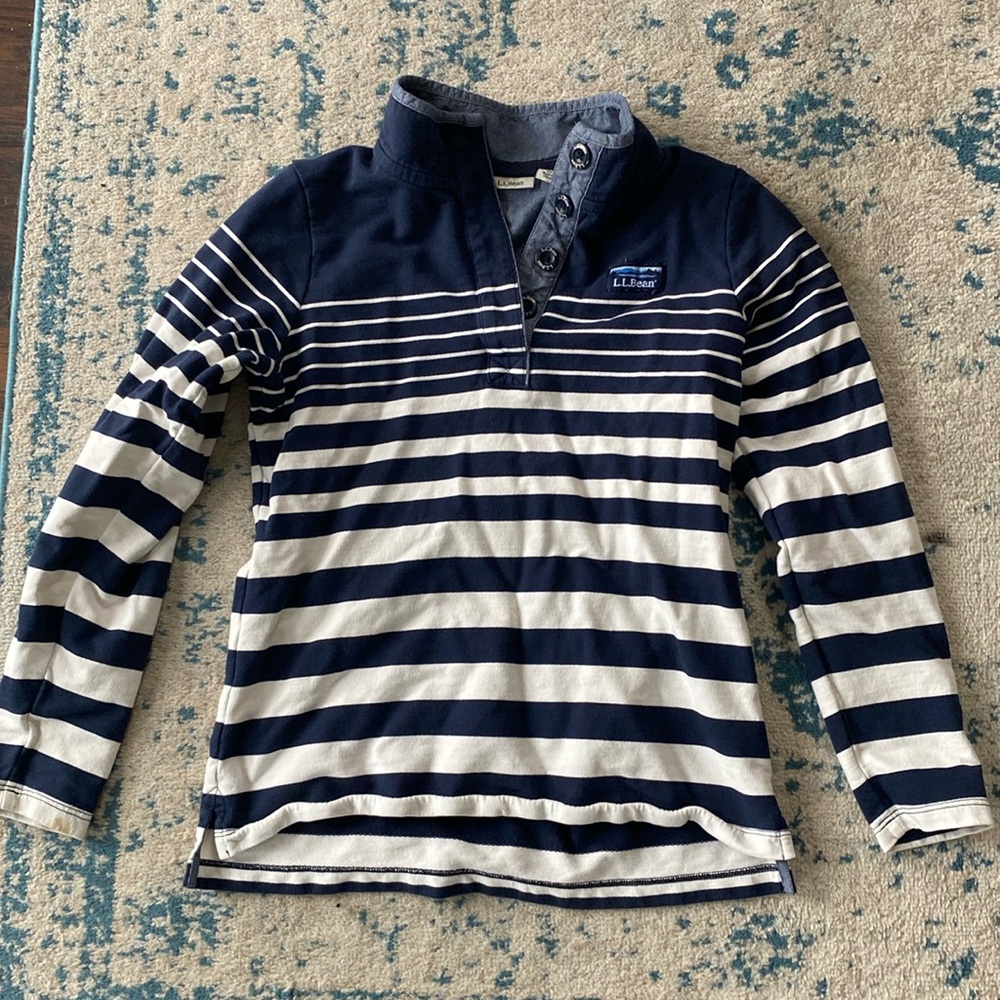 L.L. Bean Women’s Navy Striped Rugby Henley